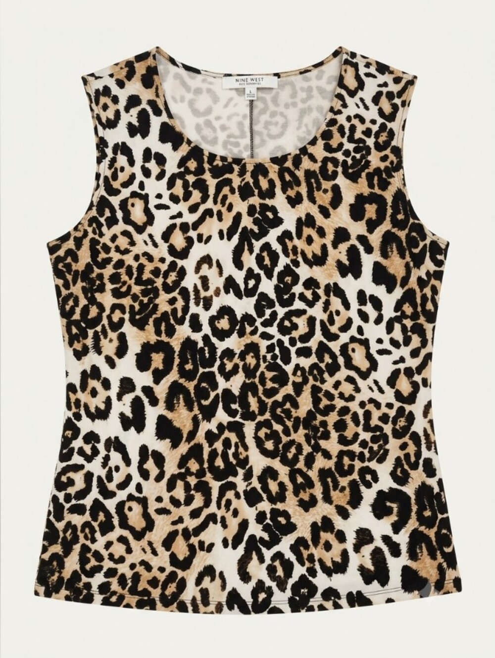 Nine West Leopard Print Sleeveless Tank - Tan Black White